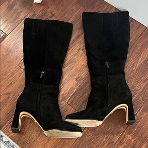Sam Edelman Black Heeled Wide Calf Boots